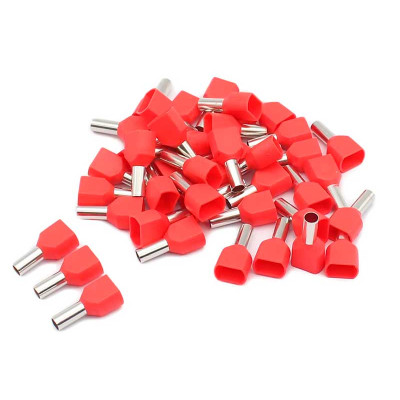 Terminal pins double insulated red 1508 set 100 pcs